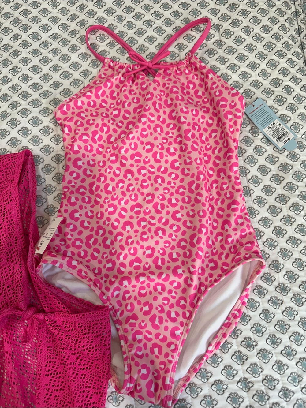 Cat and Jack Pink Swimsuit and cover up